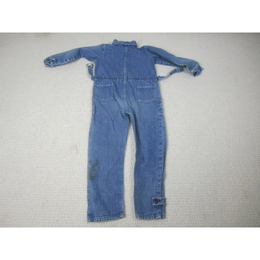 VTG Oshkosh B'Gosh Overalls Boys Sz 6 Blue Denim‎ Jean Mechanic Farmer Full Suit